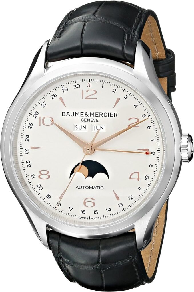 Baume Mercier Mens BMMOA10055 Clifton Stainless Steel Watch with Black Band