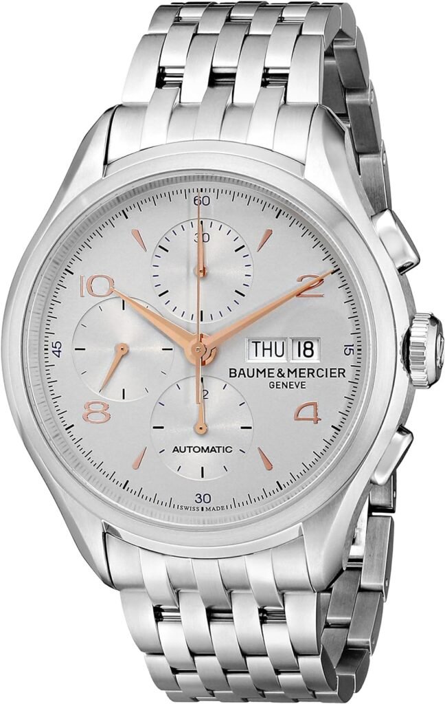 Baume  Mercier Mens BMMOA10130 Clifton Analog Display Swiss Automatic Silver Watch