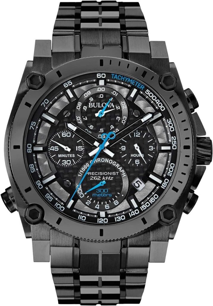 Bulova Mens Icon High Precision Quartz Chronograph Watch, Curved Mineral Crystal, 300m Water Resistant, Continous Sweeping Secondhand, Luminous Markers