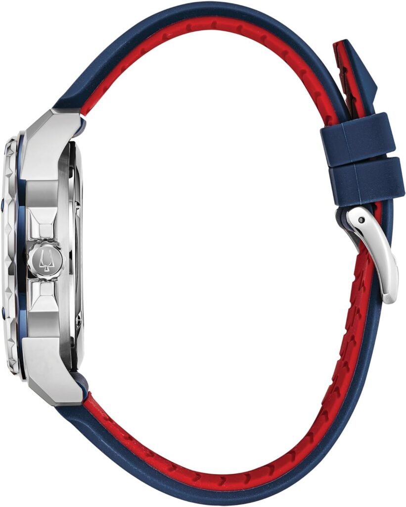 Bulova Mens Marine Star Series A 3-Hand Automatic Silicone Strap Watch, Luminous, 200M