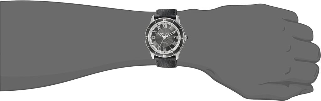 Cartier Mens Croisiere Automatic Stainless Steel and Leather Casual Watch, Color:Black (Model: WSRN0003)