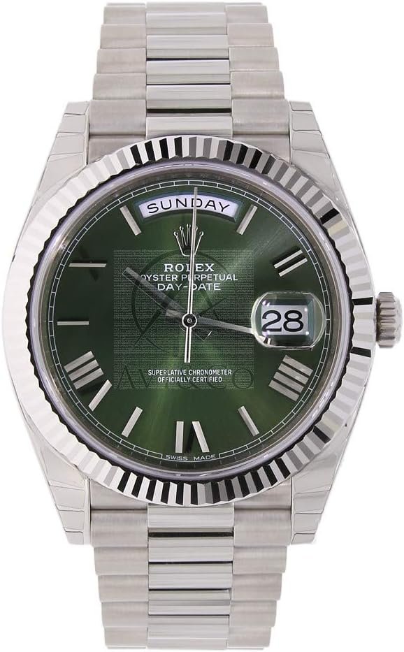 Rolex Day-Date 40 President White Gold Watch 228239 60th Anniversary Green Dial